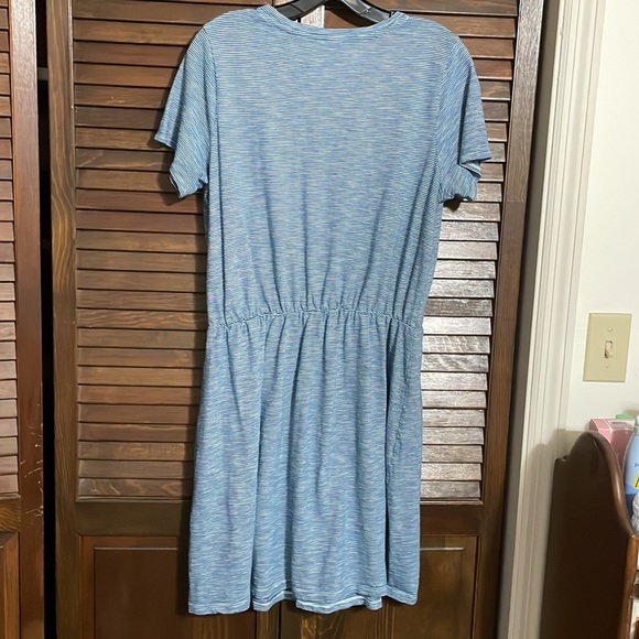 Old navy stripe cotton tee shirt dress defined waist large L blue excellent cond - Picture 4 of 4